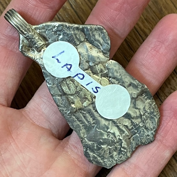 Large Lapis Stone Pendant Necklace 925 Sterling Silver Southwestern Handmade NEW - Picture 4 of 10